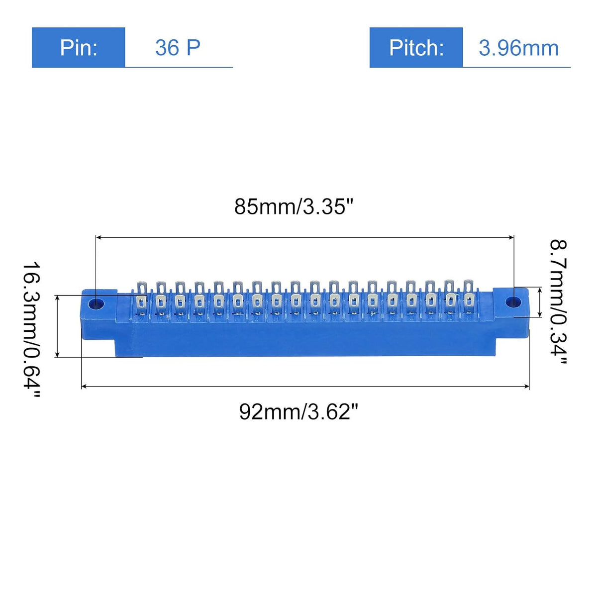 805 Strip Connector 3.96mm-Pitch PCB Mount Card Edge Socket