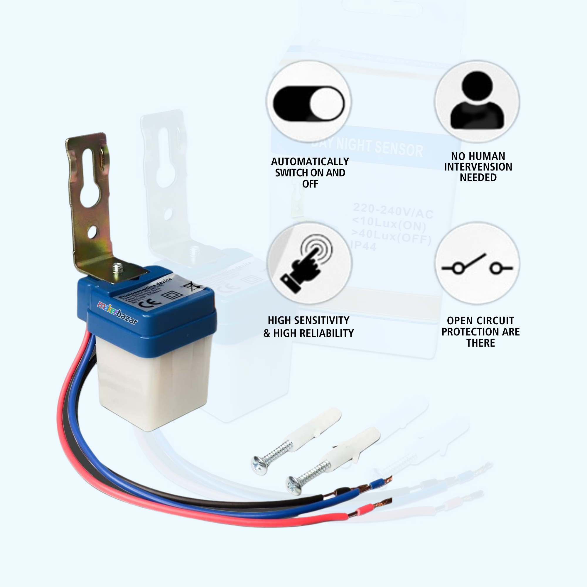 6A Day Night Photocell Sensor Switch 220V Automatic Street Light Control