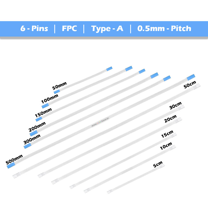 0.5mm-Pitch 6-Pins FPC Type-A Ribbon Flexible Flat Cable