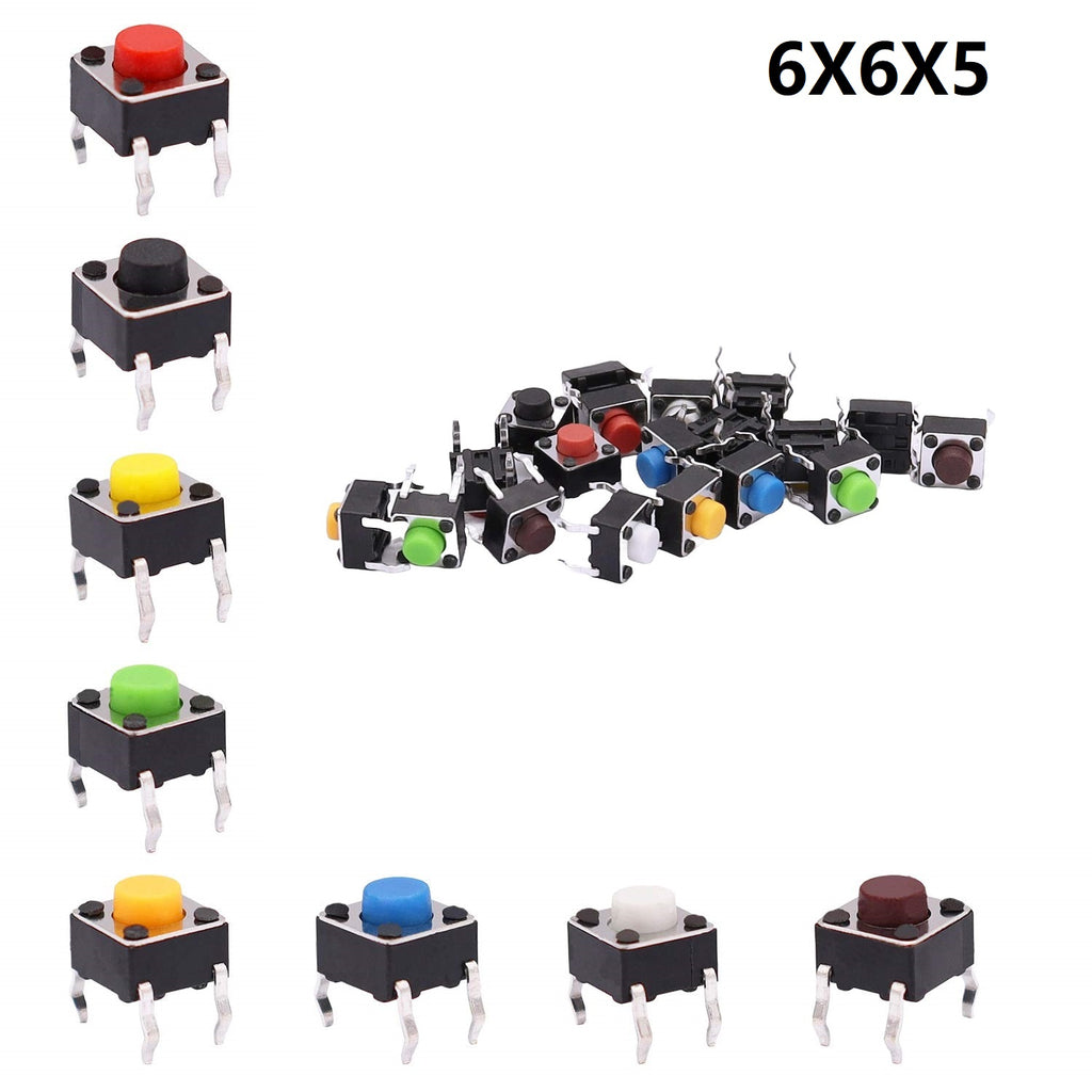 6xa Push Button Switch 6x6x5mm Mini Tactile Push Button Switch - 4Legs
