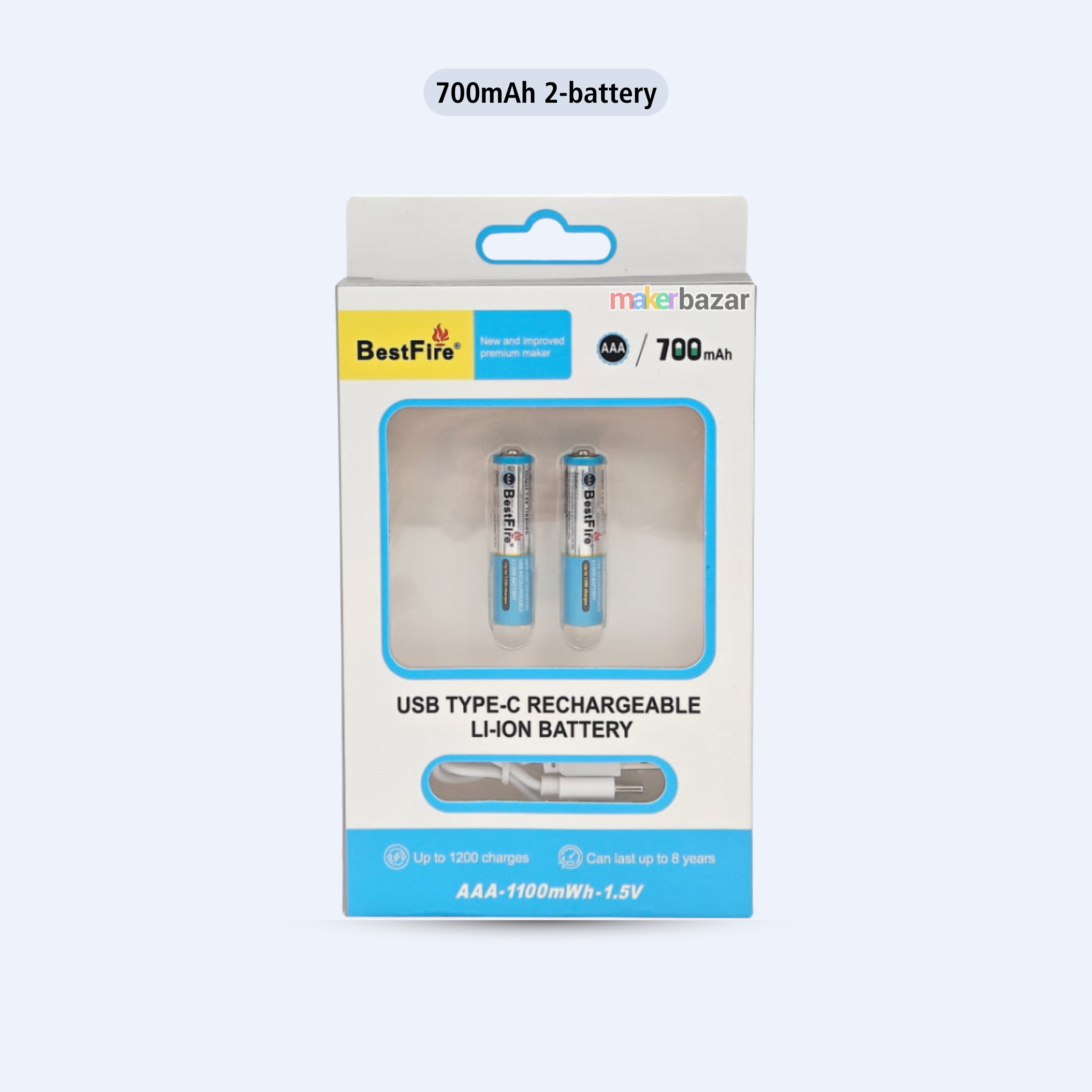 Type-C AA/AAA Rechargeable Cell Li-ion USB Battery