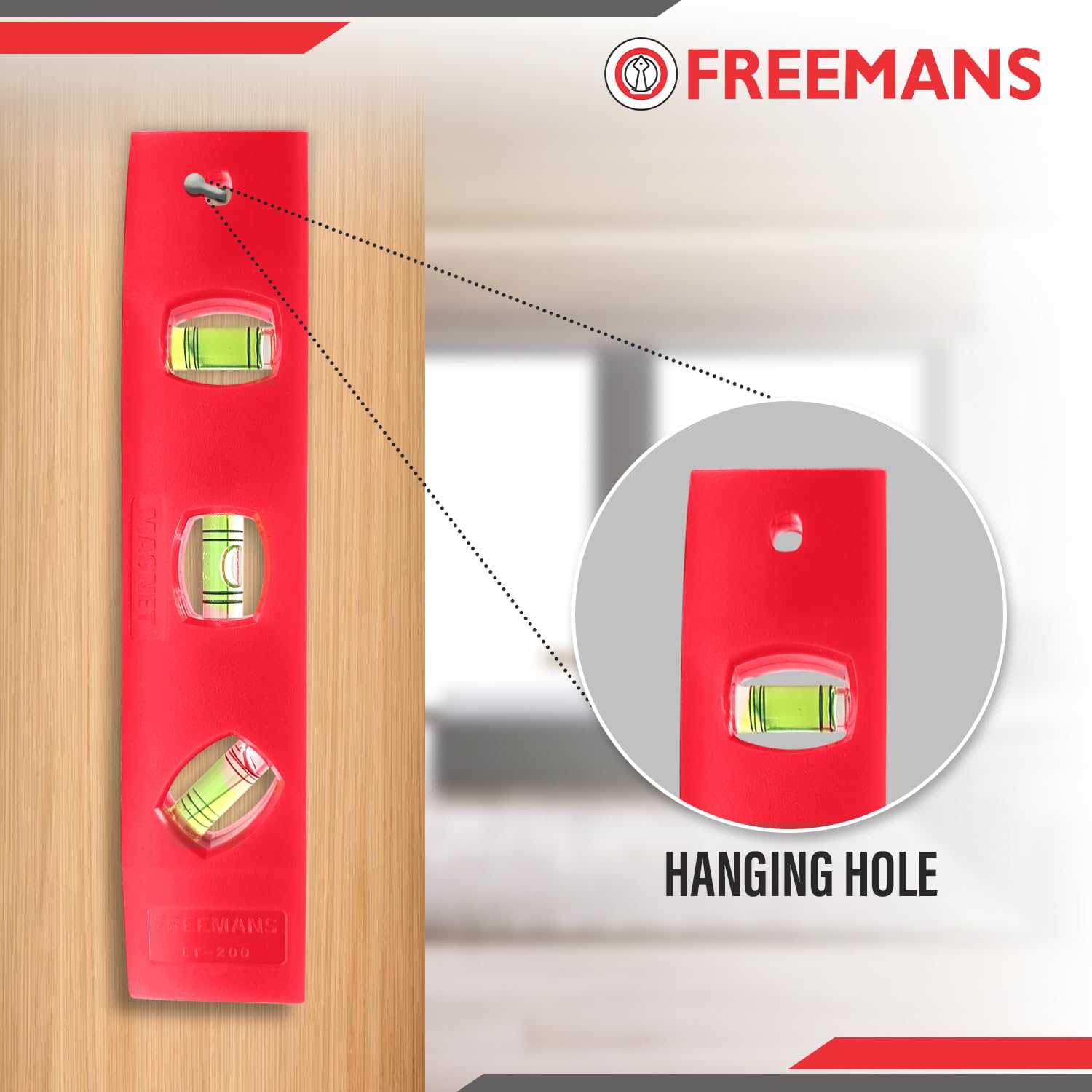 Freemans: 3-Vials Magnetic Torpedo Spirit Level LT