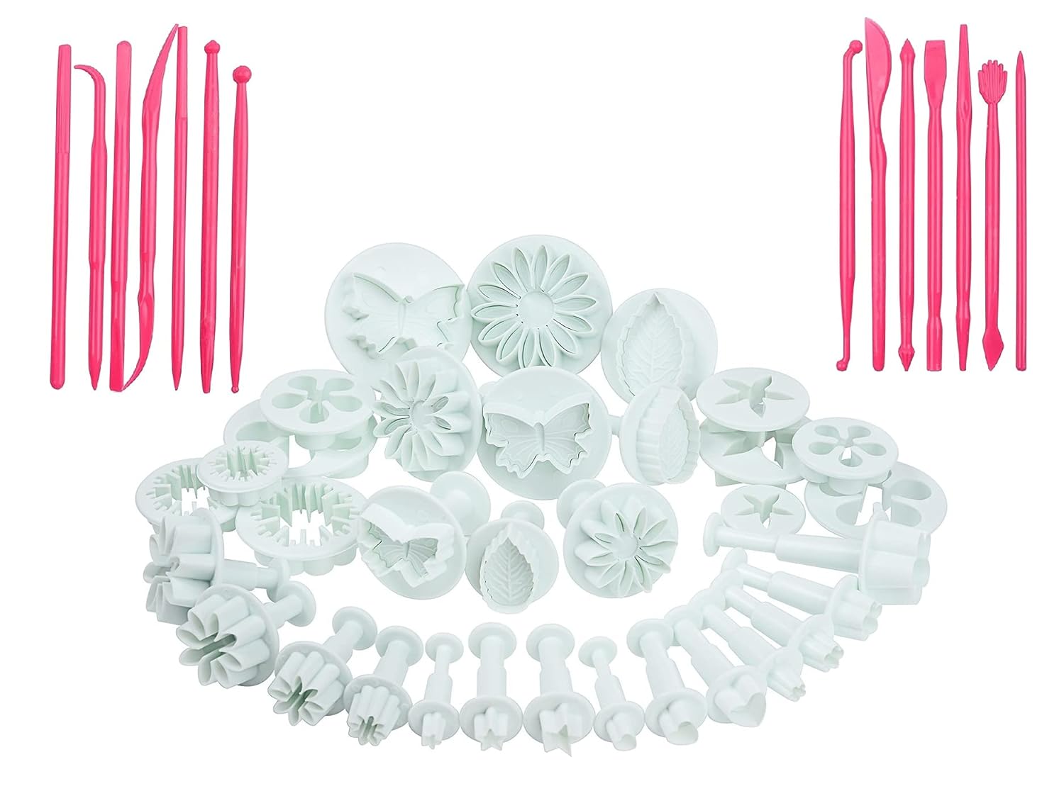 33pcs Fondant Plunger Cutter Set with 14pcs Modelling Tools Cookie Cutter