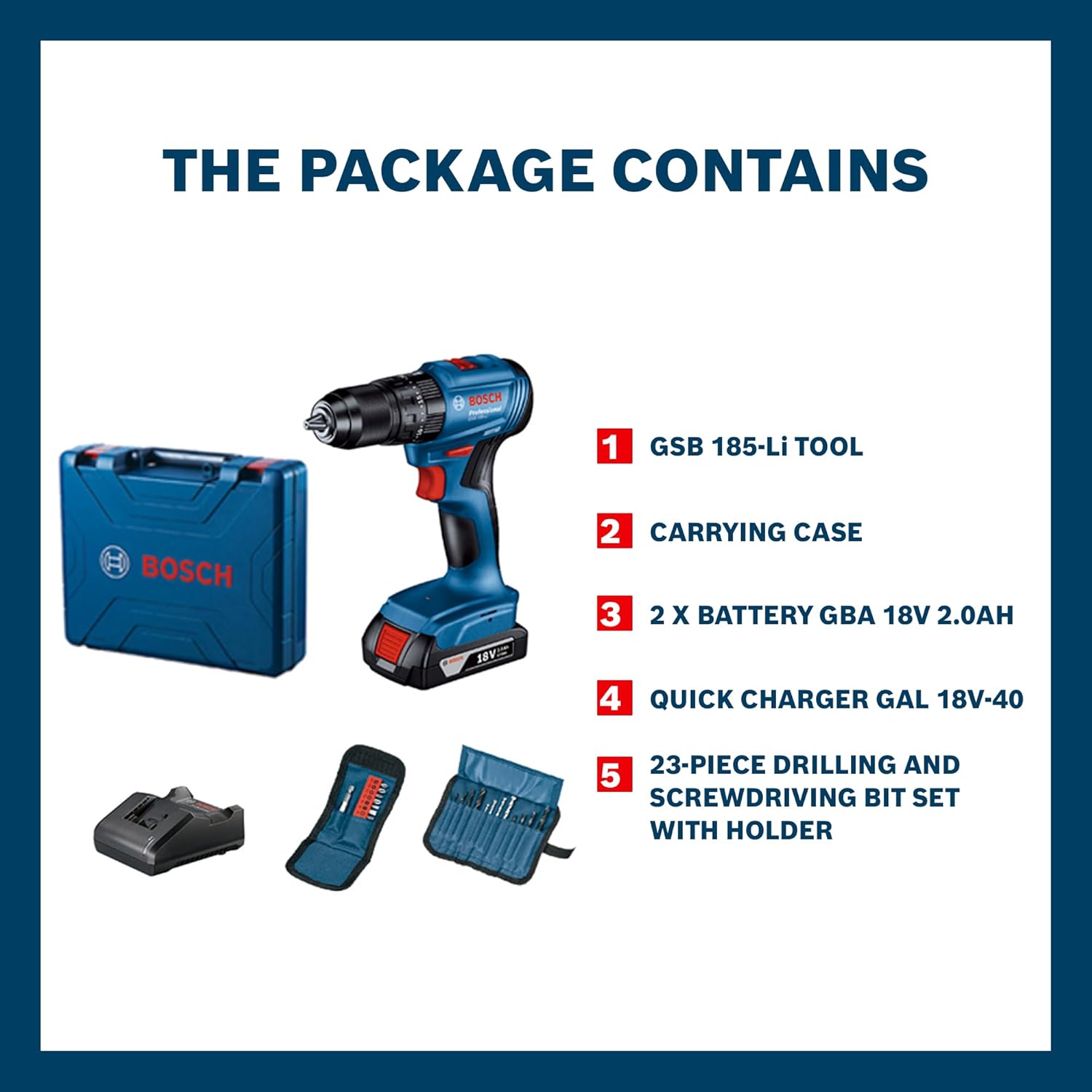 Bosch GSB 185-Li Cordless Drill Machine 2 Batteries + Charger [06019K31F2]