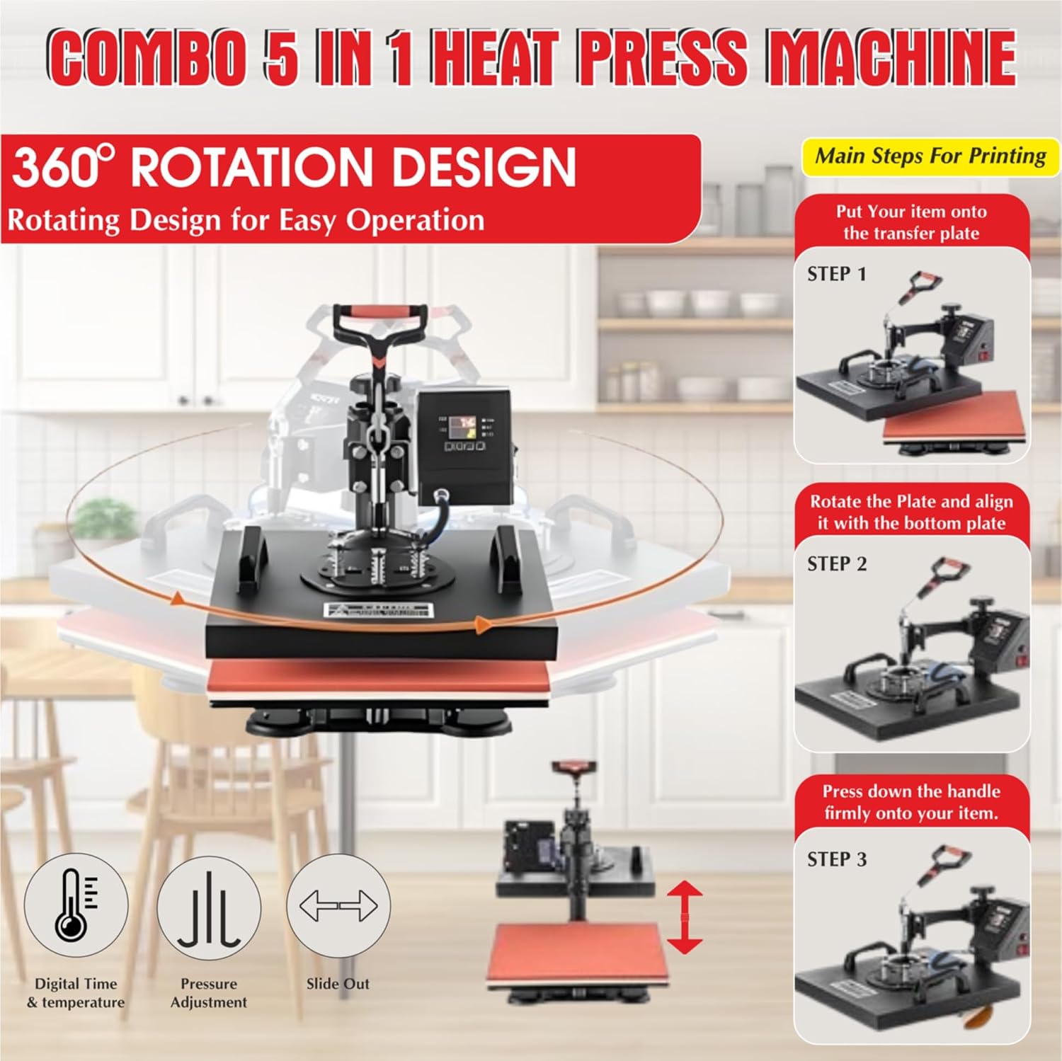 5-in-1 Heat Press Machine Digital Multi-Functional Printing Machine