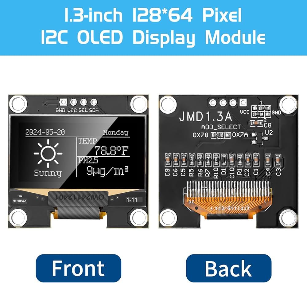 1.3in SSD1106-Controller 128x64 I2C OLED Display