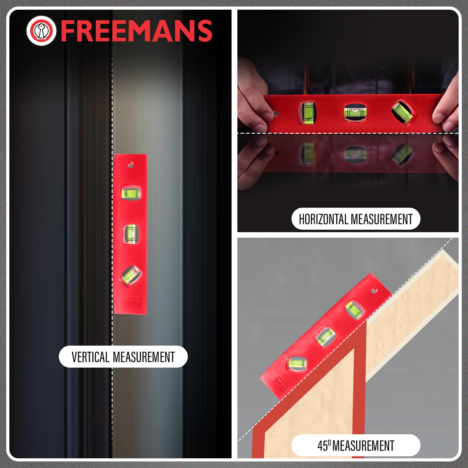 Freemans: 3-Vials Magnetic Torpedo Spirit Level LT