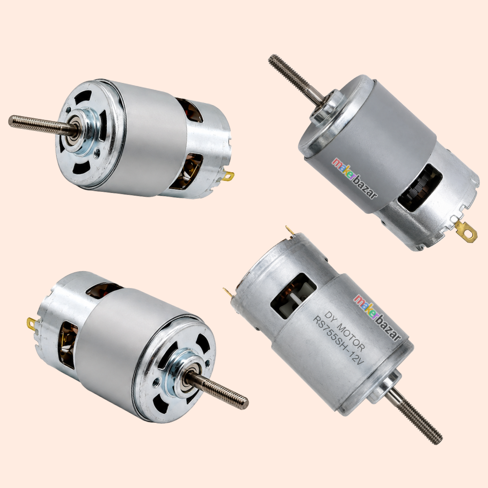 755 DC Motor Full-Threaded Shaft High-Torque with Ball-Bearing