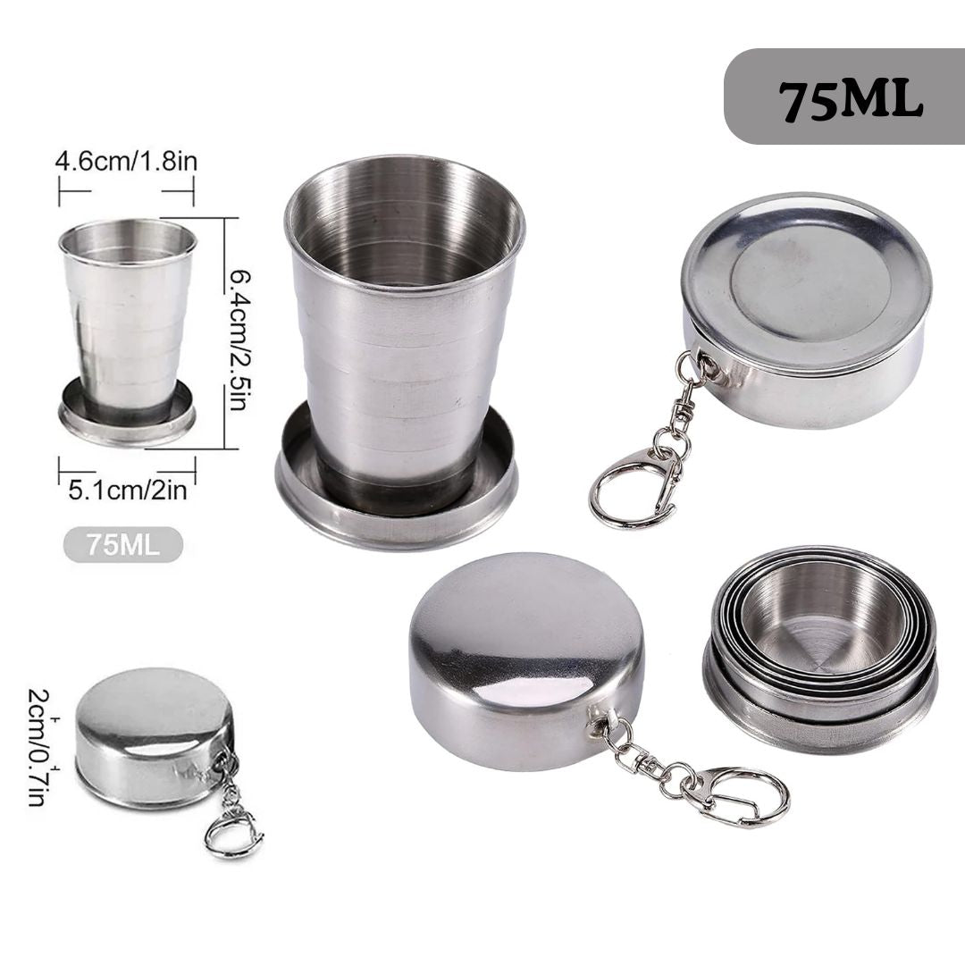 Stainless Steel Collapsible Cup Size Drink Glass