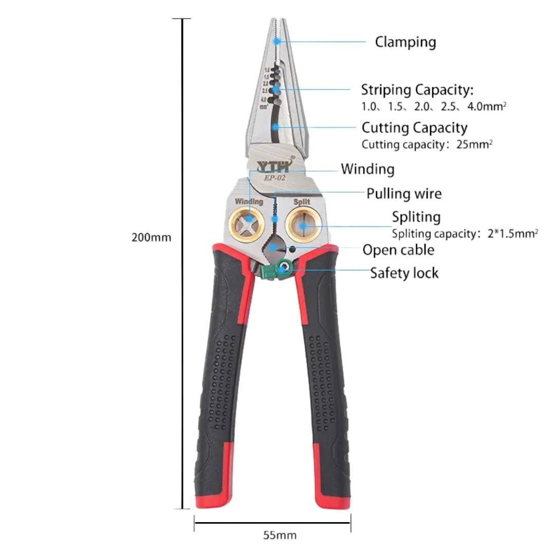 7-in-1 Wire Winding Splitting Pliers 8inch