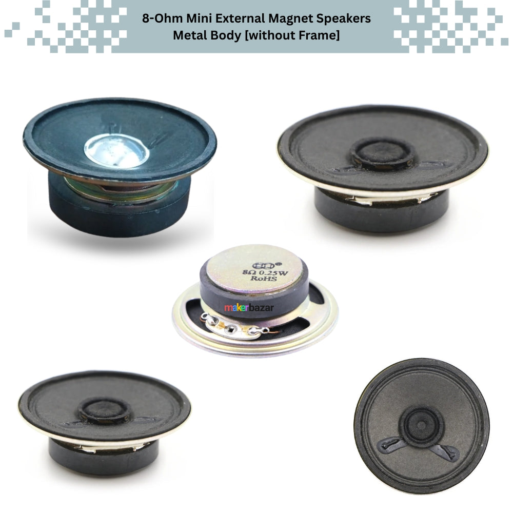 8-Ohm Mini External Magnet Speakers Metal Body [without Frame]
