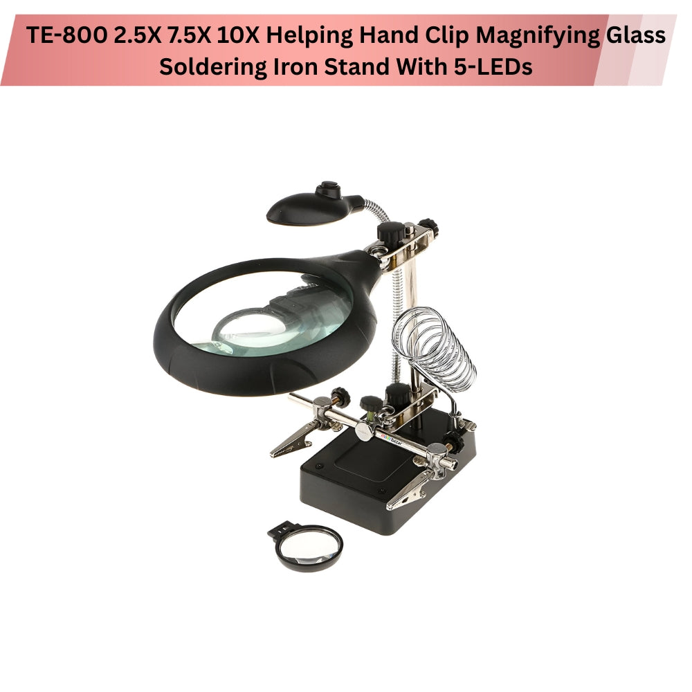 Third Helping Hand Soldering Iron Stand with Magnifier, Auxiliary Clips and LEDs
