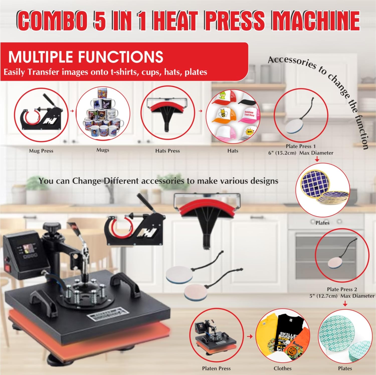 5-in-1 Heat Press Machine Digital Multi-Functional Printing Machine