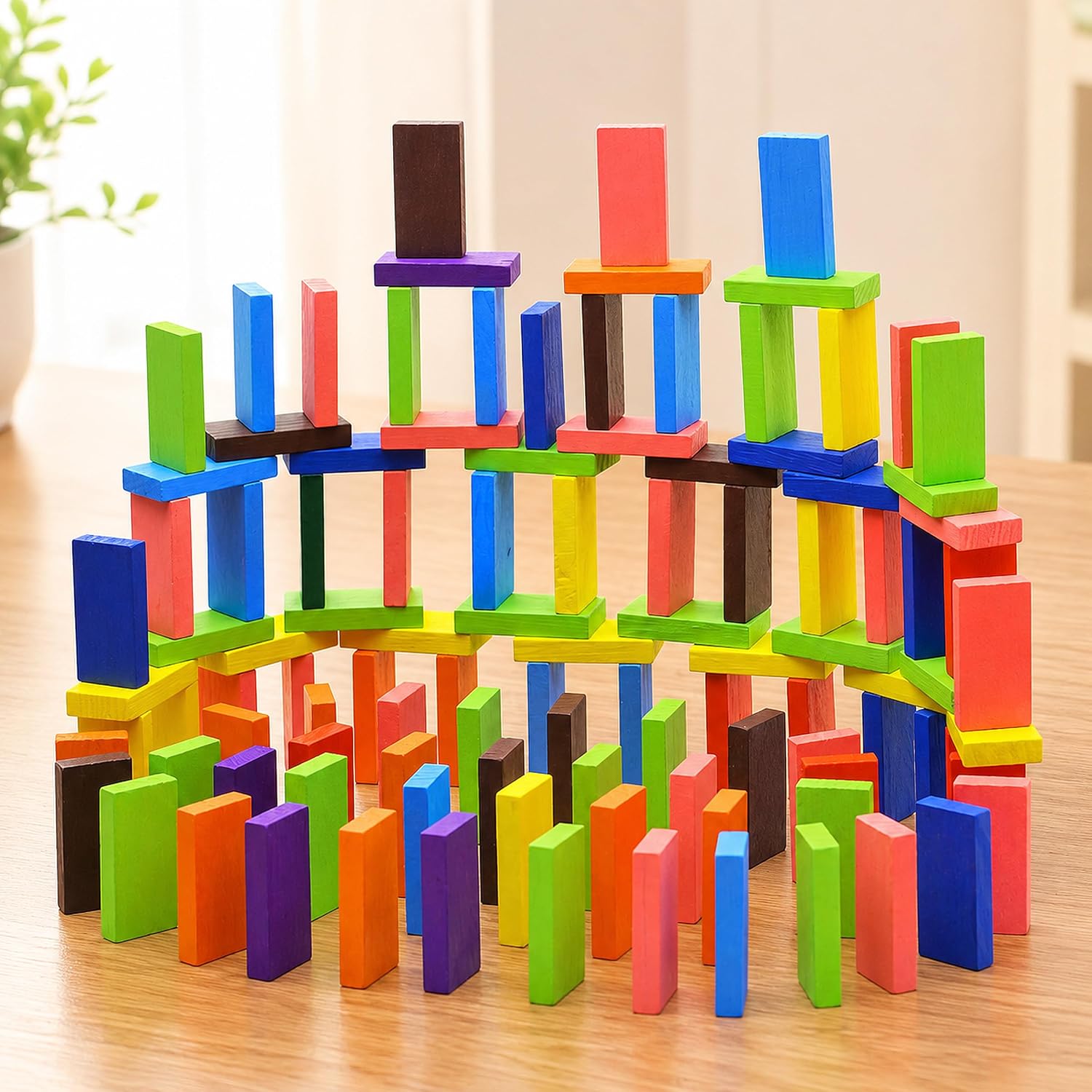 120pcs 12-Colors Wooden Domino Block Set