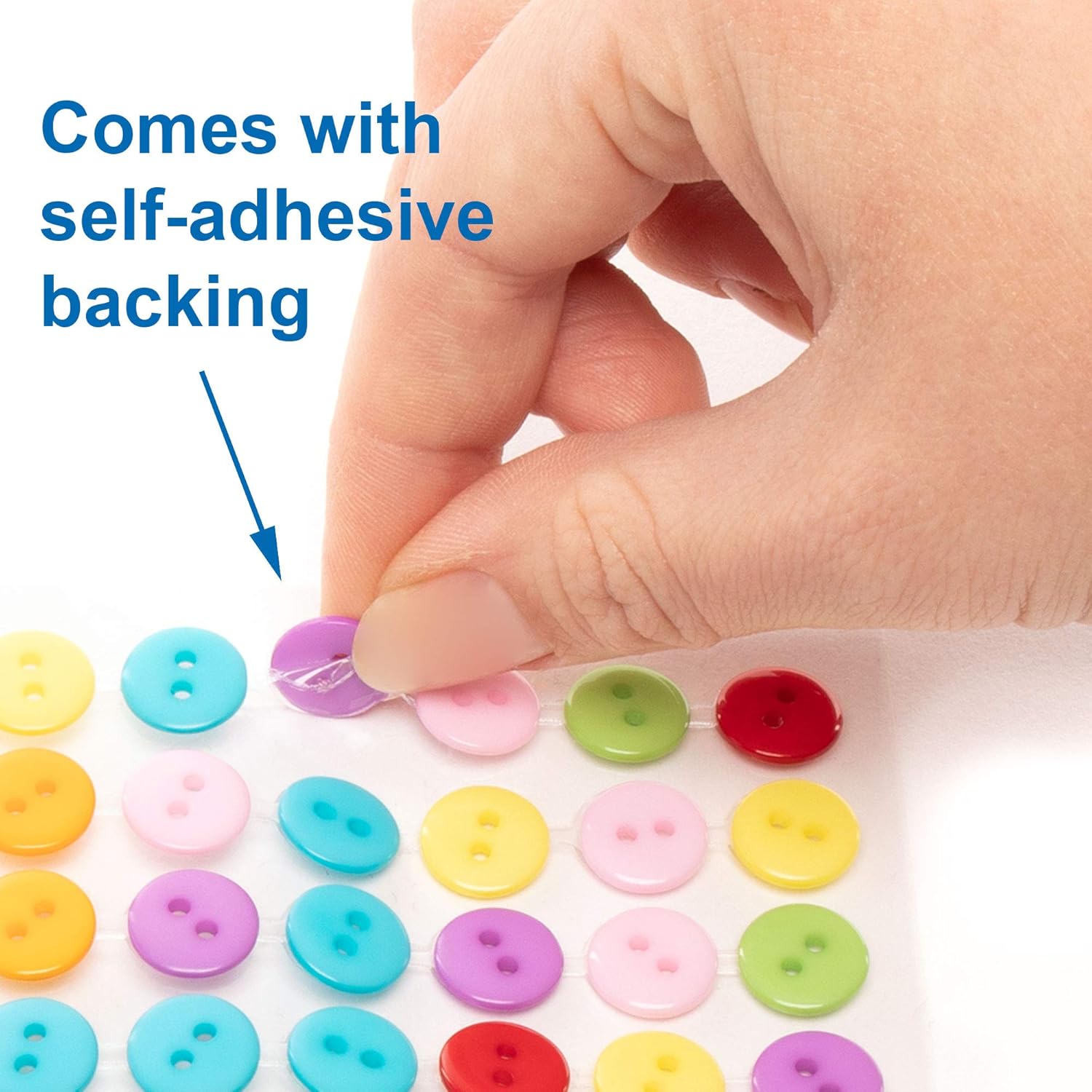 55pcs Assorted Self-Adhesive Buttons Sheet for DIY