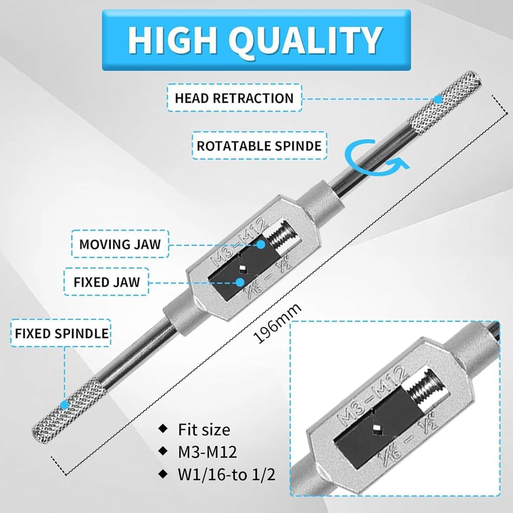 8Pcs M3-M12 Metric Screw Thread Tap and Die Set