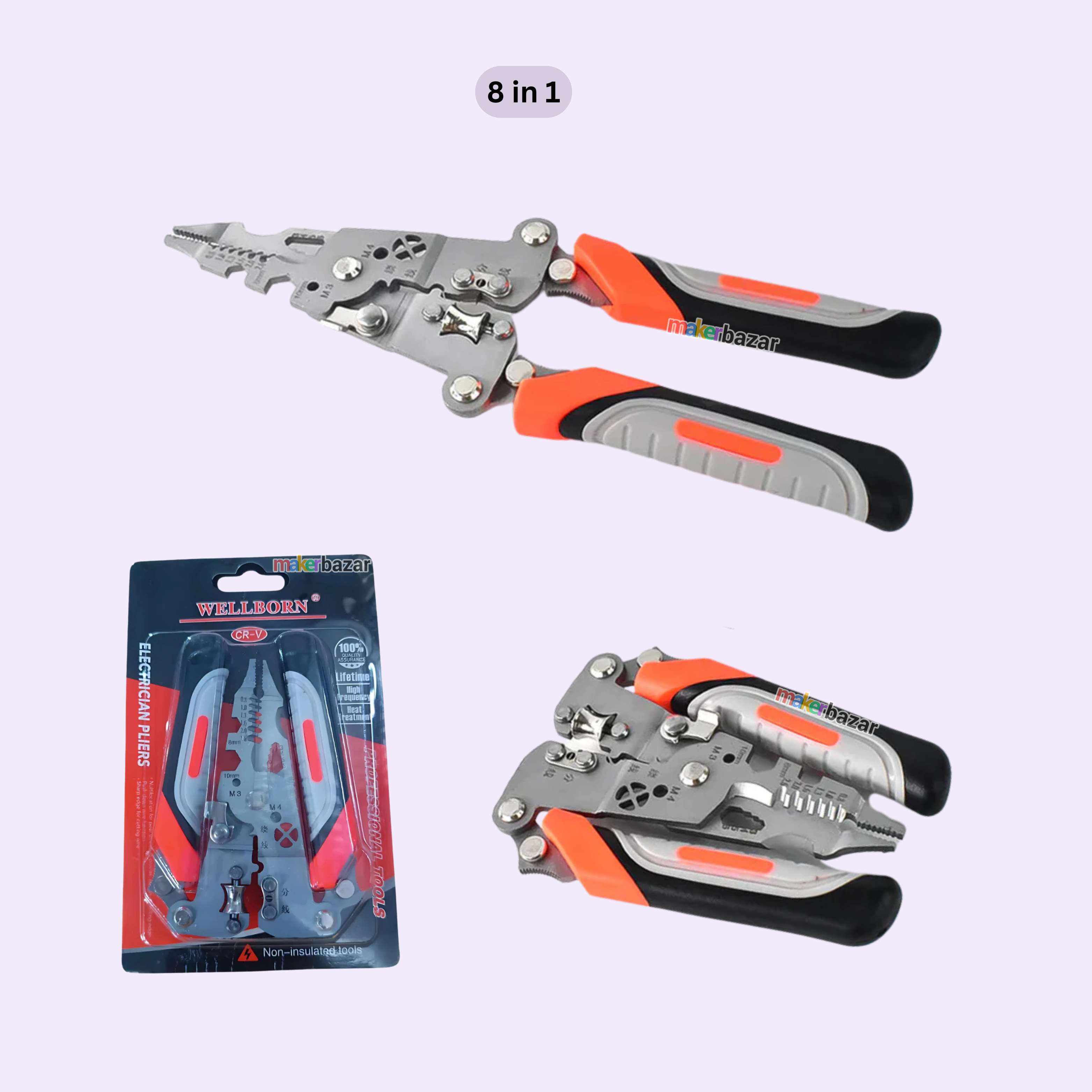Foldable Multifunctional Wire Stripper Crimper Cable Cutter Pliers