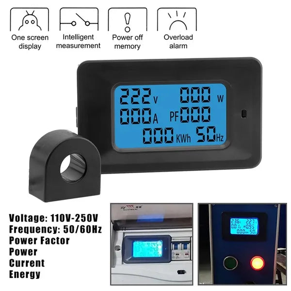 AC 20KW 110-250V 100A Digital Power Energy Voltmeter Ammeter Frequency Meter