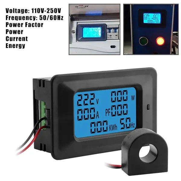 AC 20KW 110-250V 100A Digital Power Energy Voltmeter Ammeter Frequency Meter