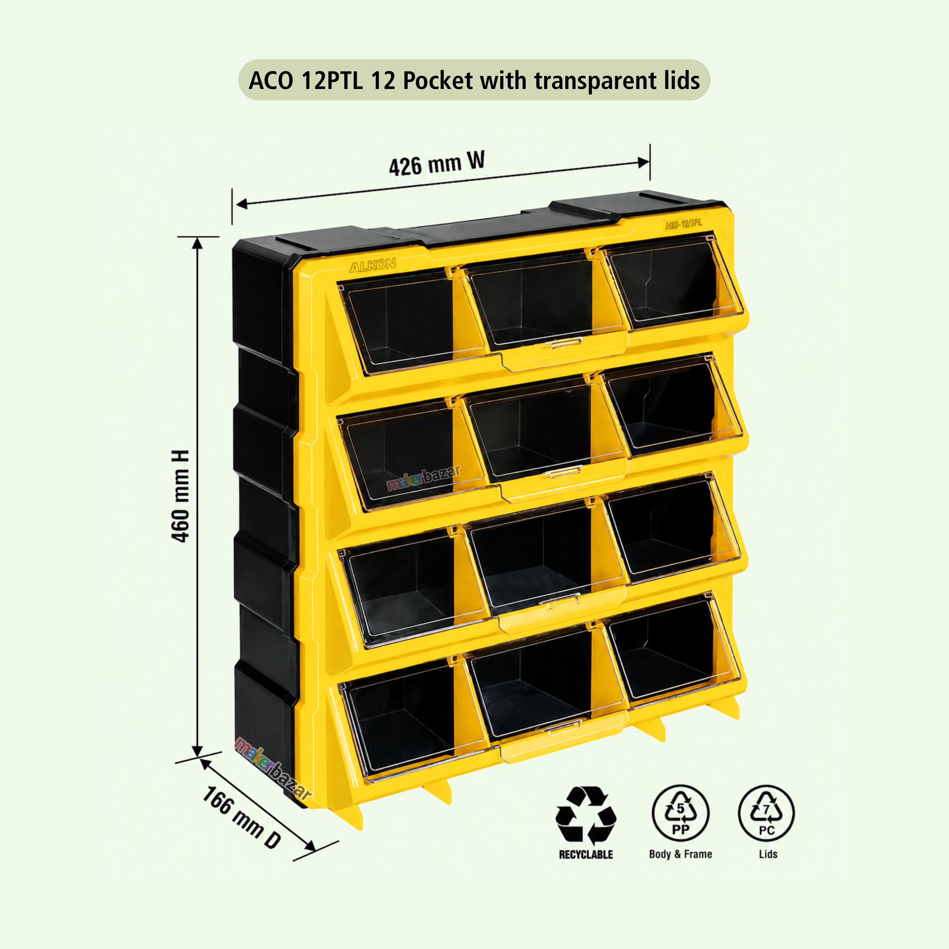 Alkon Component Organizer Storage Cabinet with Drawers & Bins