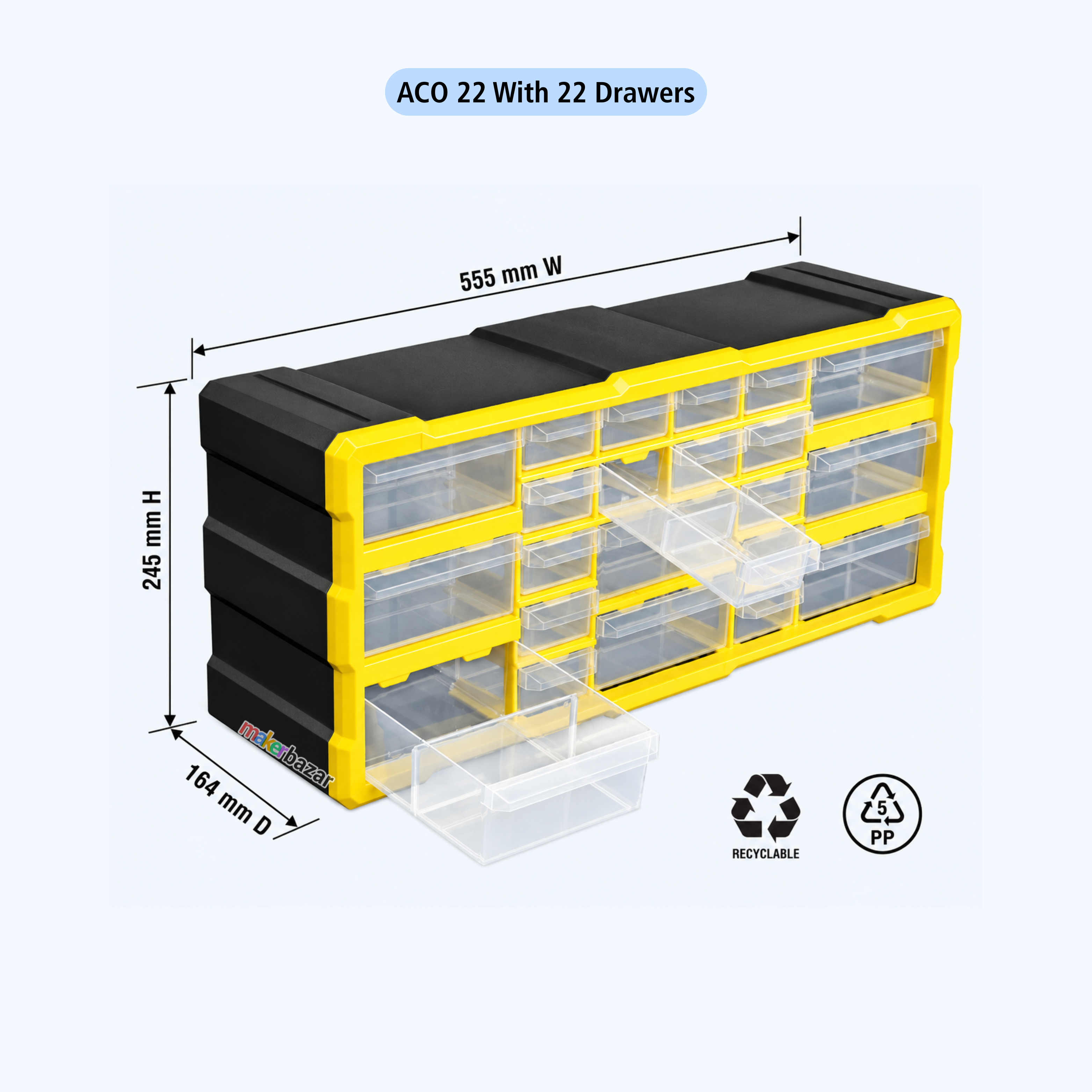 Alkon Component Organizer Storage Cabinet with Drawers & Bins