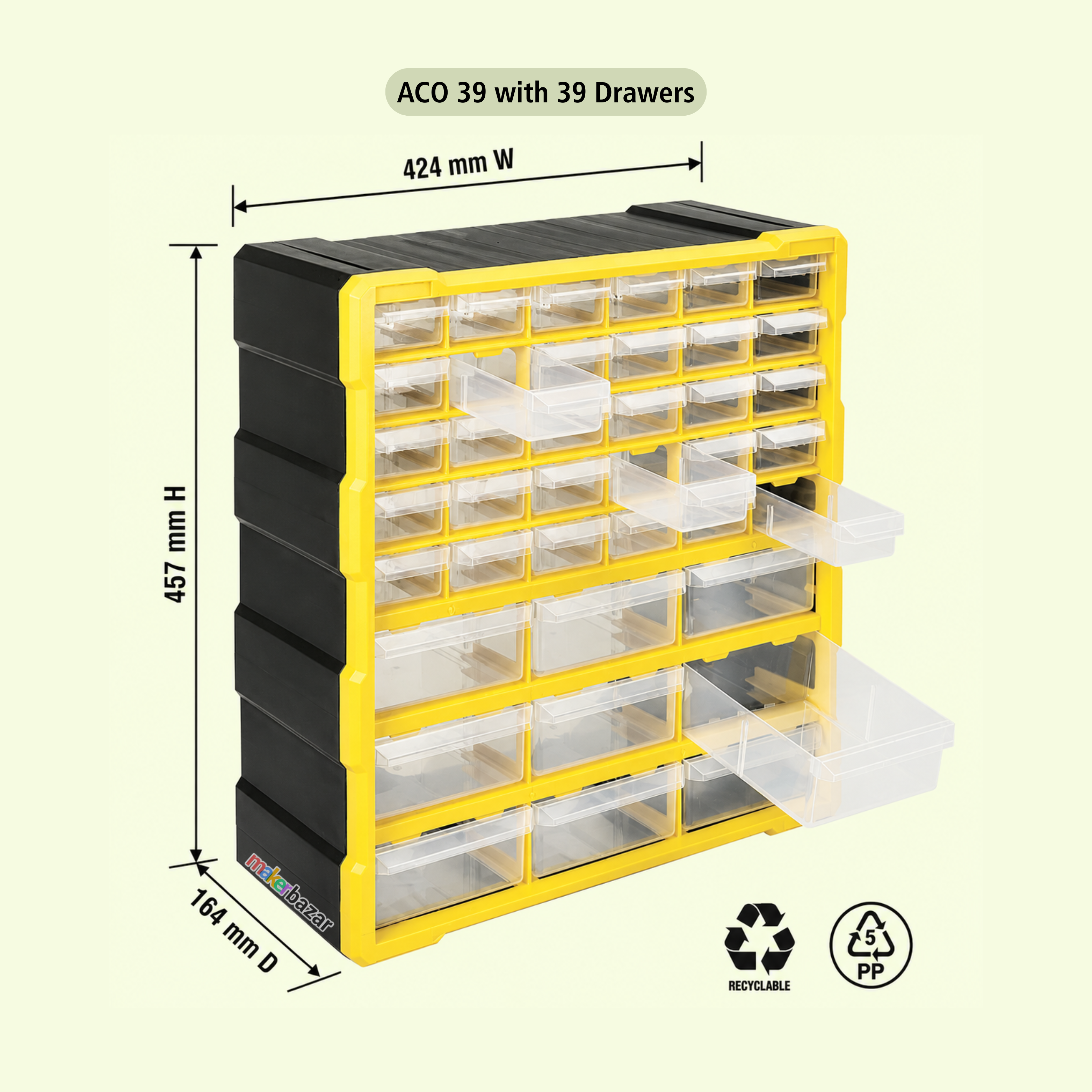 Alkon Component Organizer Storage Cabinet with Drawers & Bins