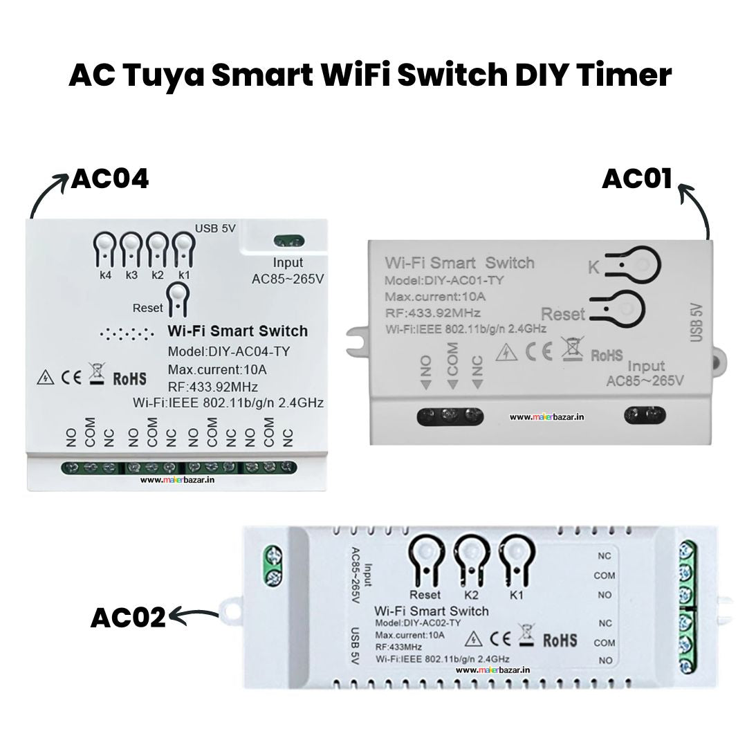 DIY-AC0x-TY AC Tuya Smart WiFi+RF Switch DIY Timer