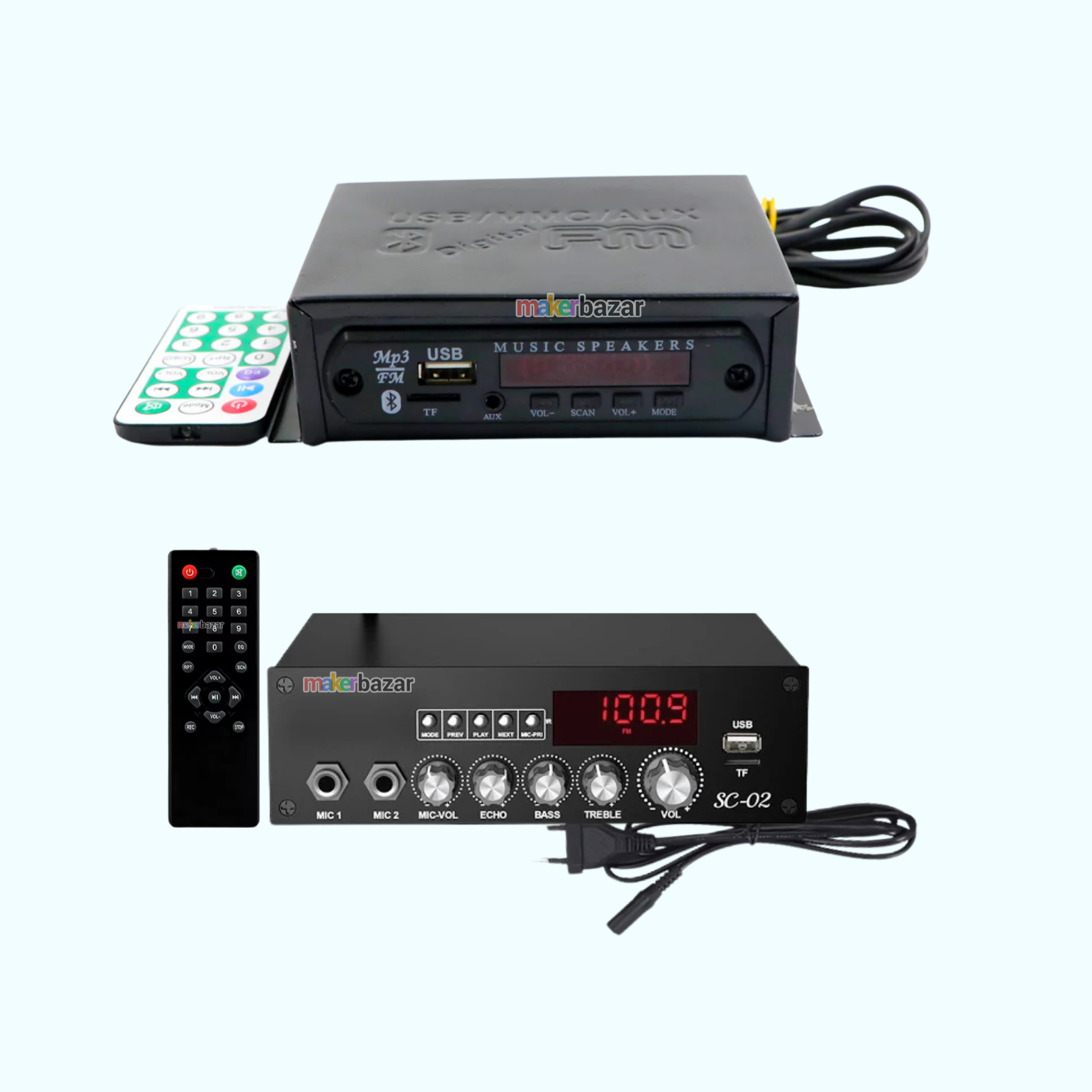 AC Enclosed Metal Body Remote Controlled Music Player with Bluetooth/FM/Aux/SD Card and USB Inputs