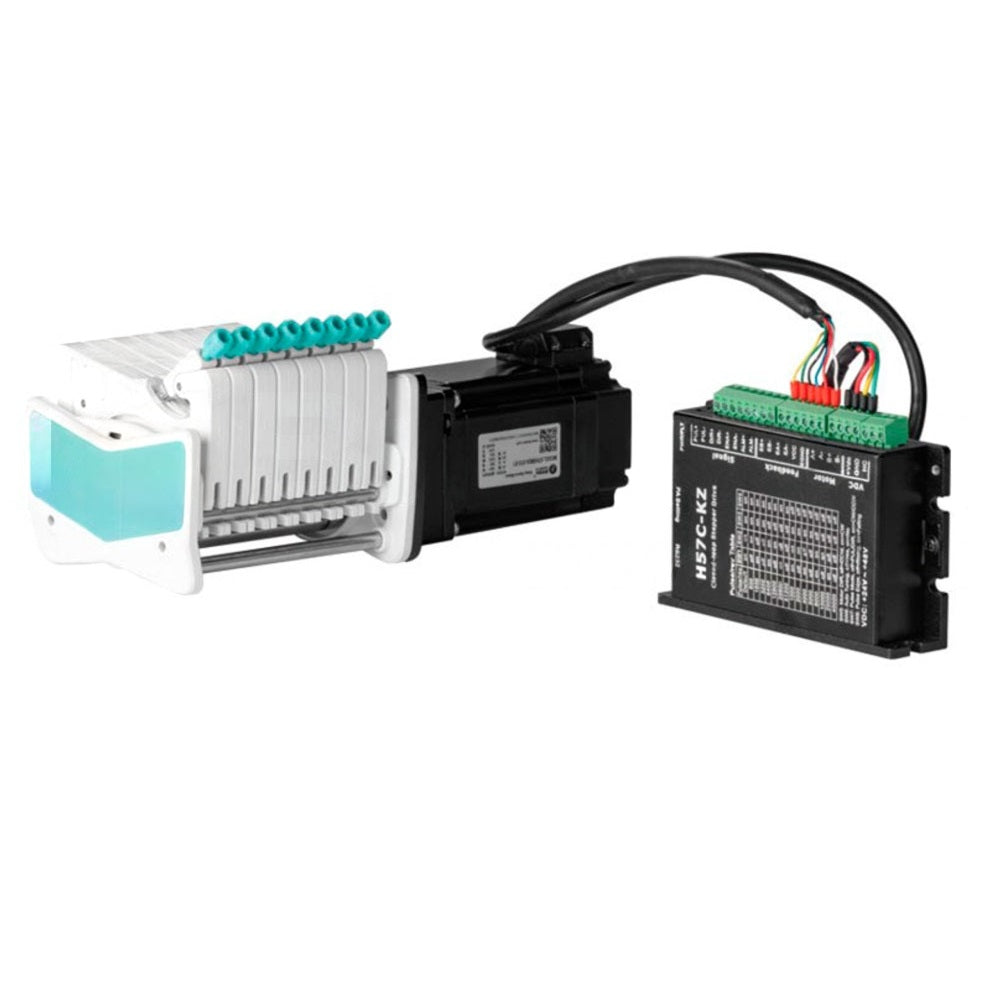 Electrical components including a power supply, connector, and control board on a white background
