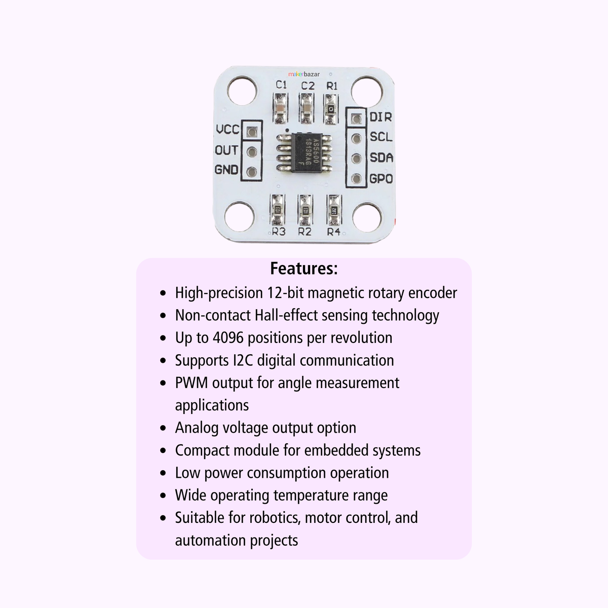 AS5600 Magnetic Encoder Sensor Module 12-Bit Angle Sensor