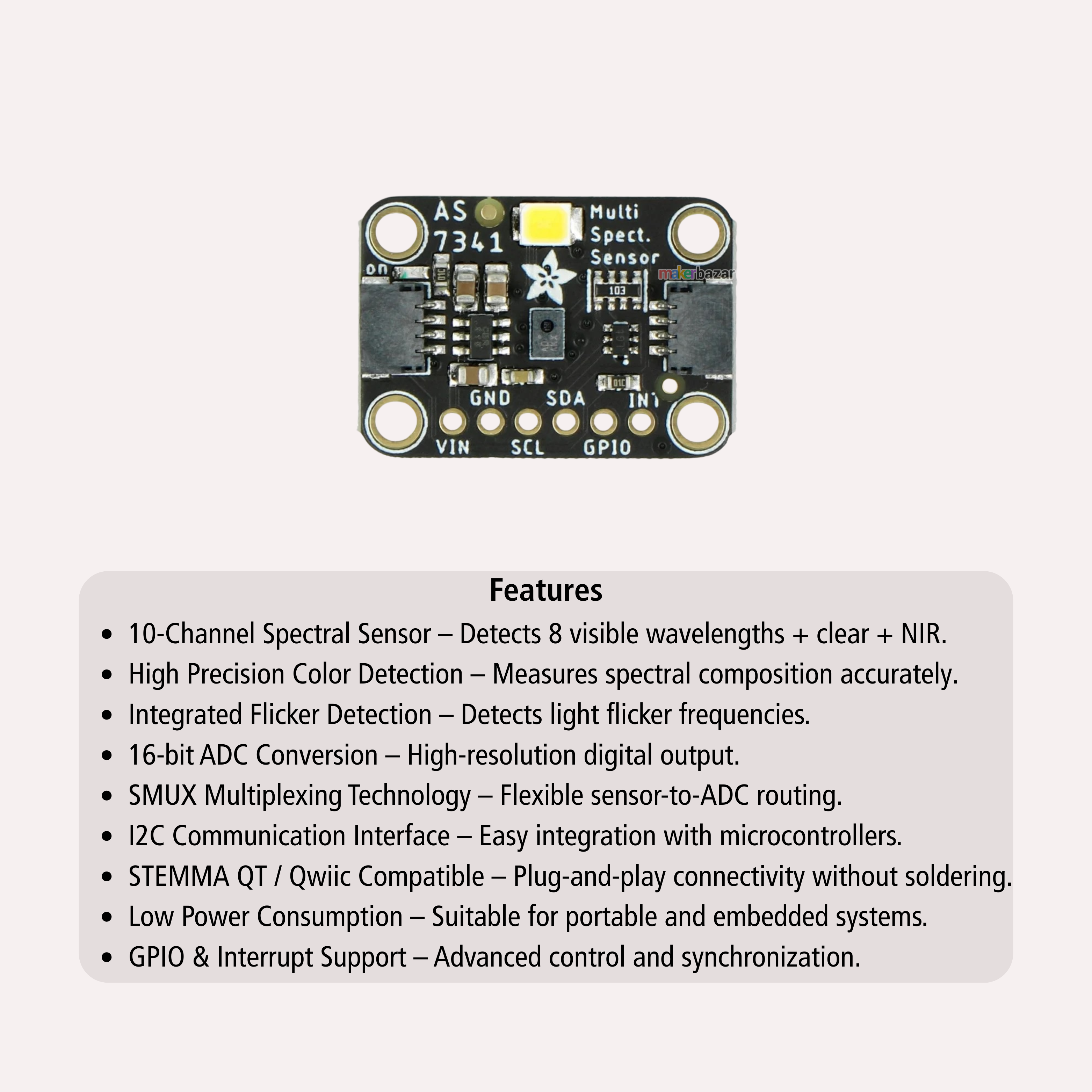 Adafruit AS7341 10-Channel Light & Color Sensor Breakout STEMMA QT/Qwiic