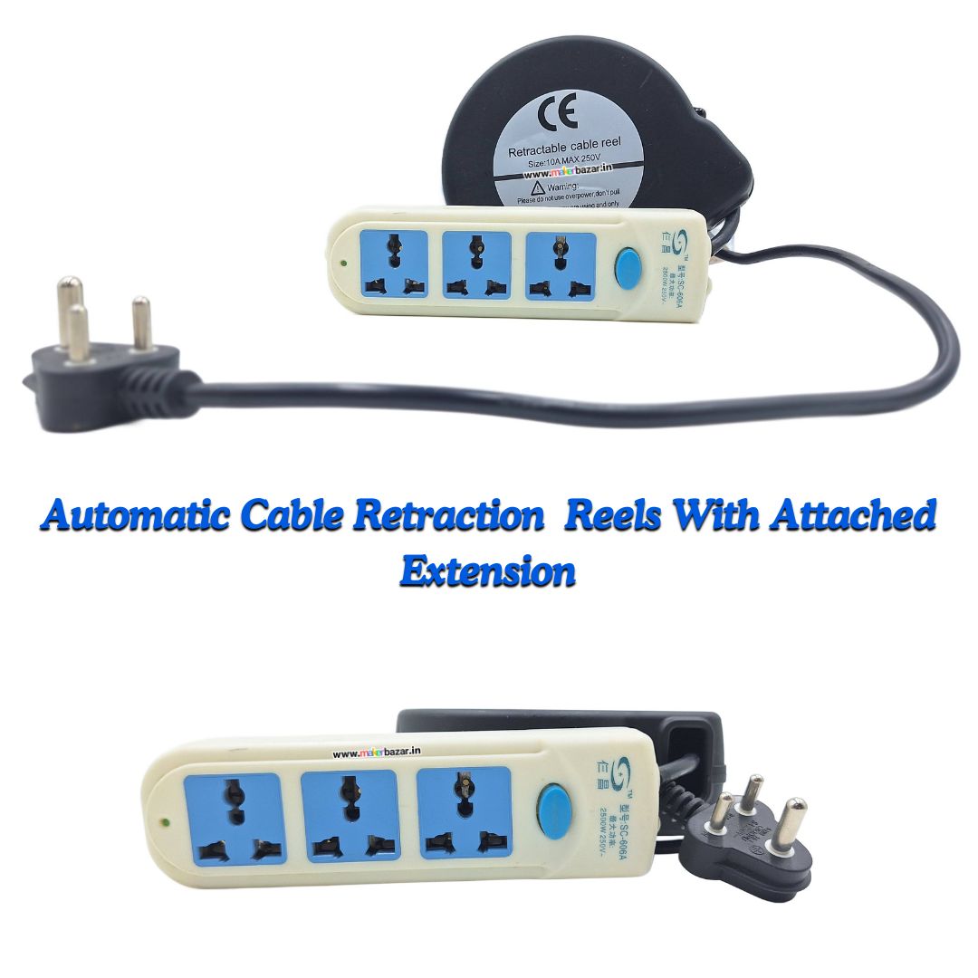 250V Automatic Cable Retraction Reels With Attached Extension