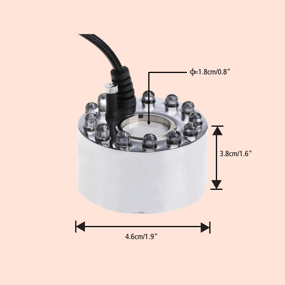 DC24V 16MM 12LED Alloy Air Humidifier Mist Maker 46MM*38MM