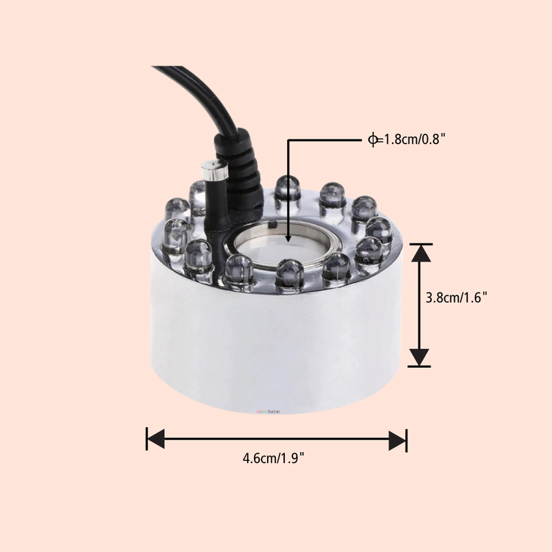 DC24V 16MM 12LED Alloy Air Humidifier Mist Maker 46MM*38MM