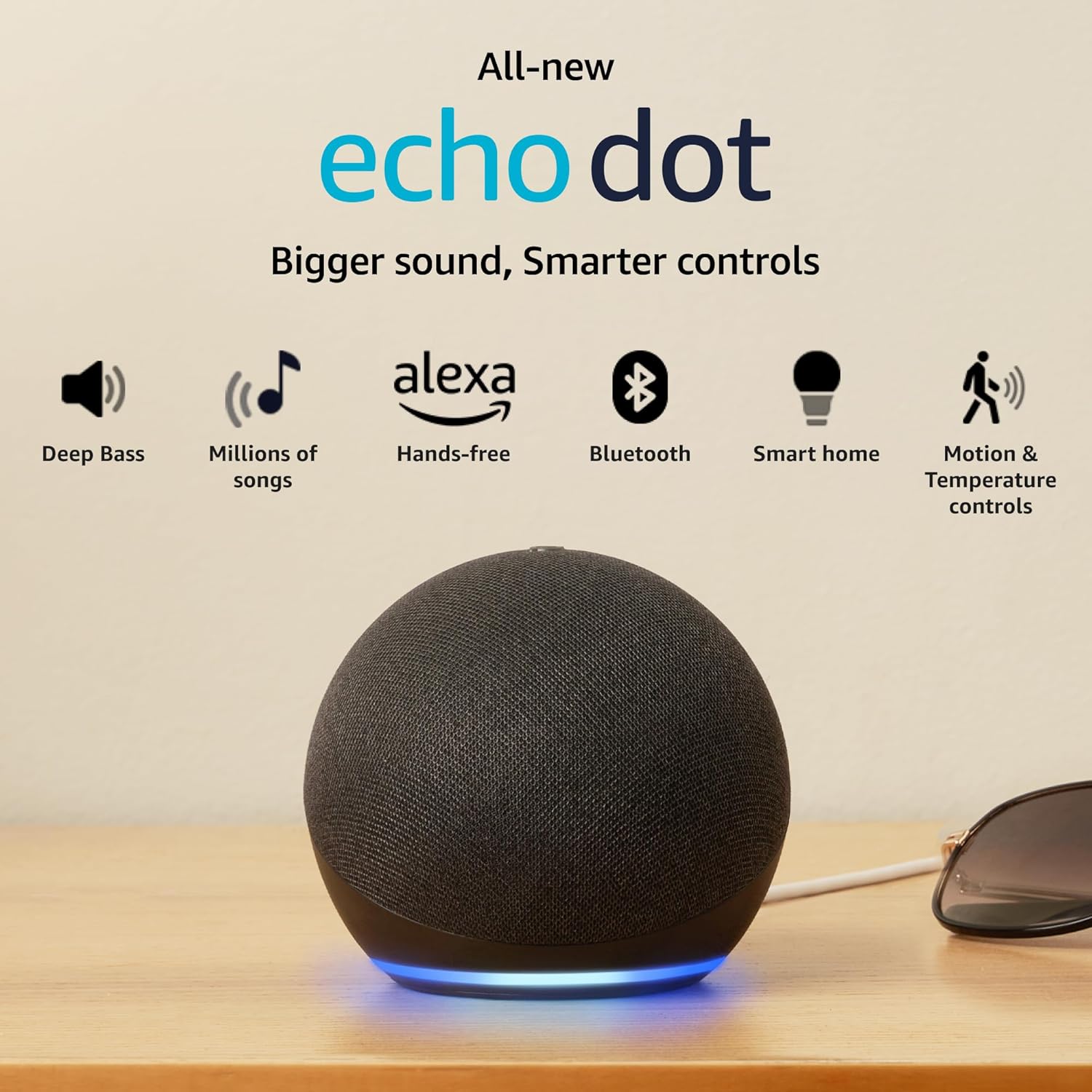 Amazon Echo Dot (5th Gen) | Smart speaker with Bigger sound, Motion Detection, Temperature Sensor, Alexa and Bluetooth