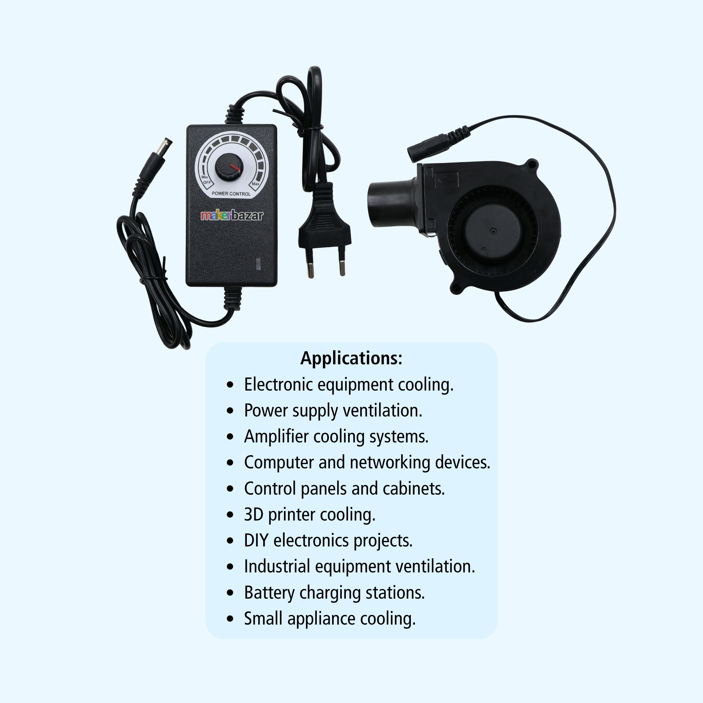 7530 12VDC Brushless Cooling Fan with Adjustable Speed Regulator Adapter