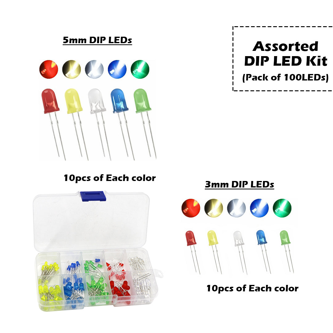 Bright DIP LED Round Top Diffused Type Assortment Kit Box