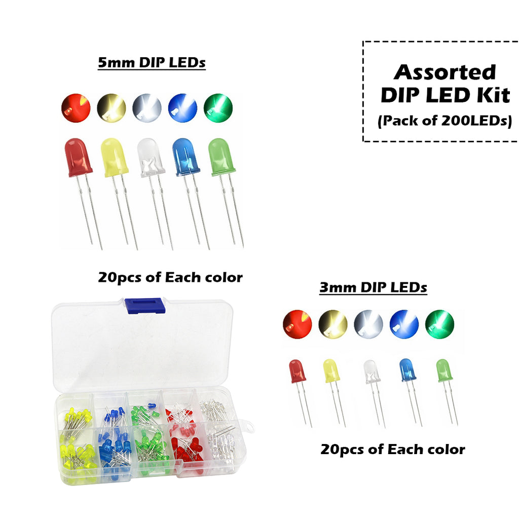 Bright DIP LED Round Top Diffused Type Assortment Kit Box
