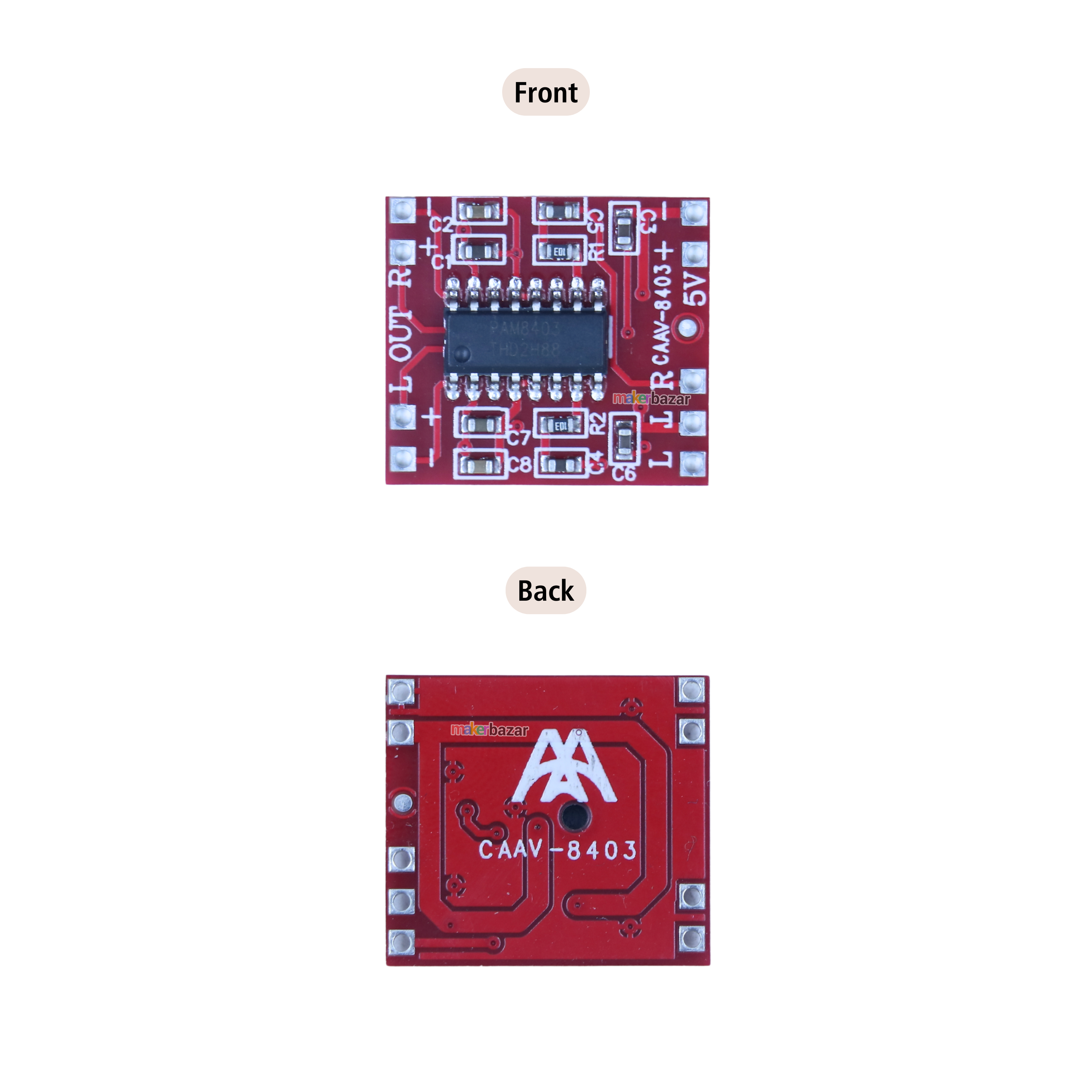 CAAV8403 PAM8403 3W+3W Mini Stereo Audio Amplifier Module – 5V Class-D Board