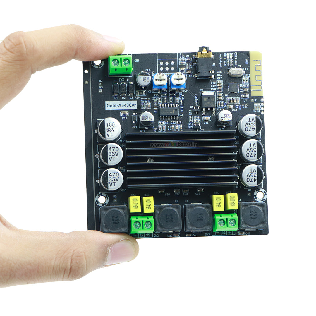 [Type 3] Gold-A543C 8-24V 2x50w Dual Channel High Power Digital Audio Power Amplifier Board  (With Aux Port + Bluetooth)