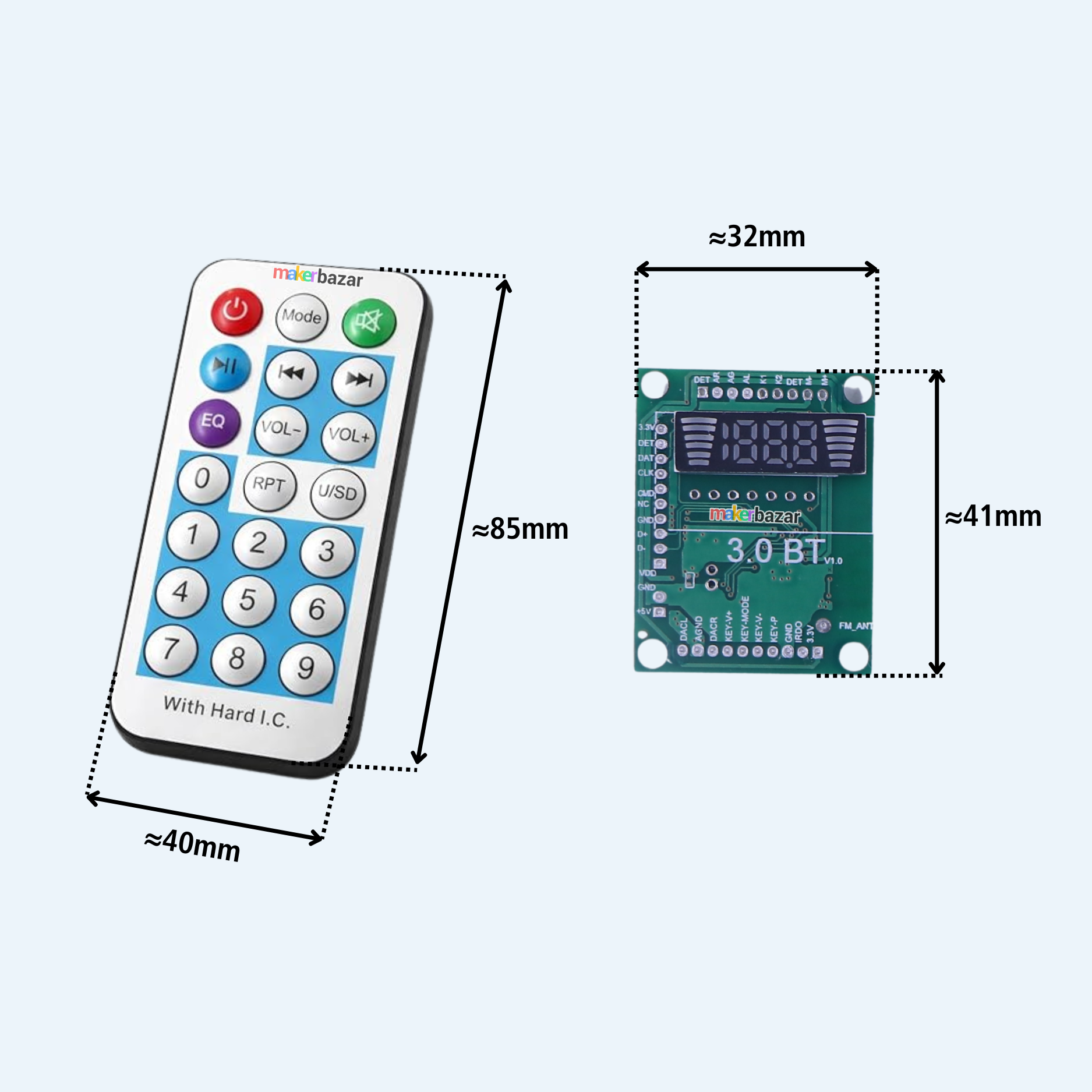 Audio Amplifier Module with Display, IR, Microphone Input & Remote