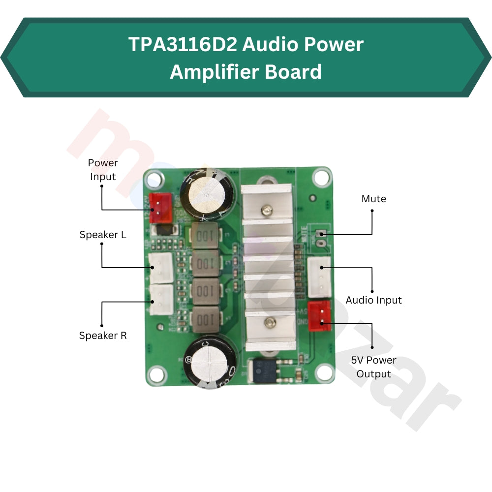 12-24VDC TPA3116D2 2x50W Audio Amplifier Module Dual Channel