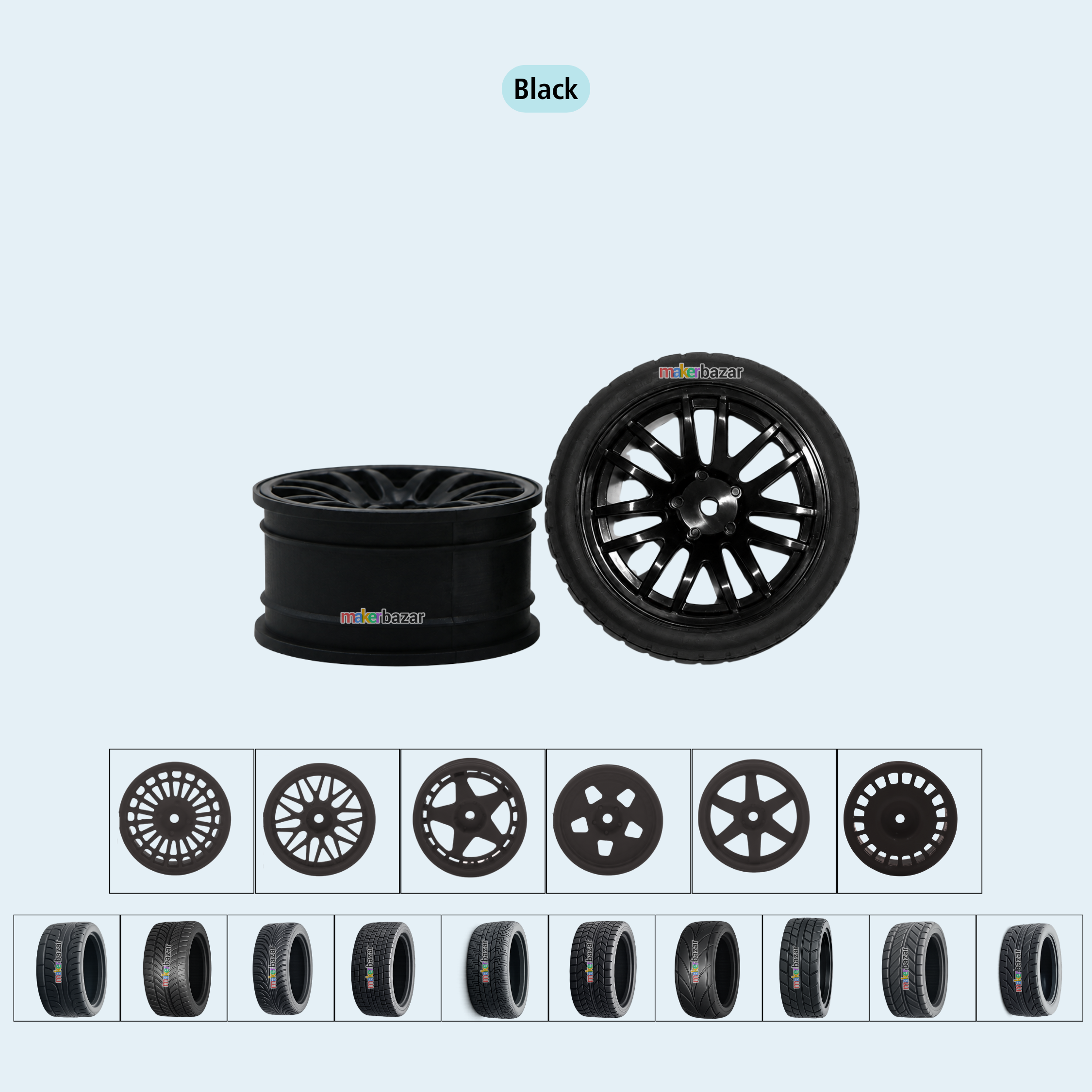 67mm Hex Wheel+Tyre for 1/10 RC Drift Car [Pack of 4]