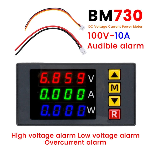 DC0-100V 10A 3-in-1 Voltage Current Power Meter