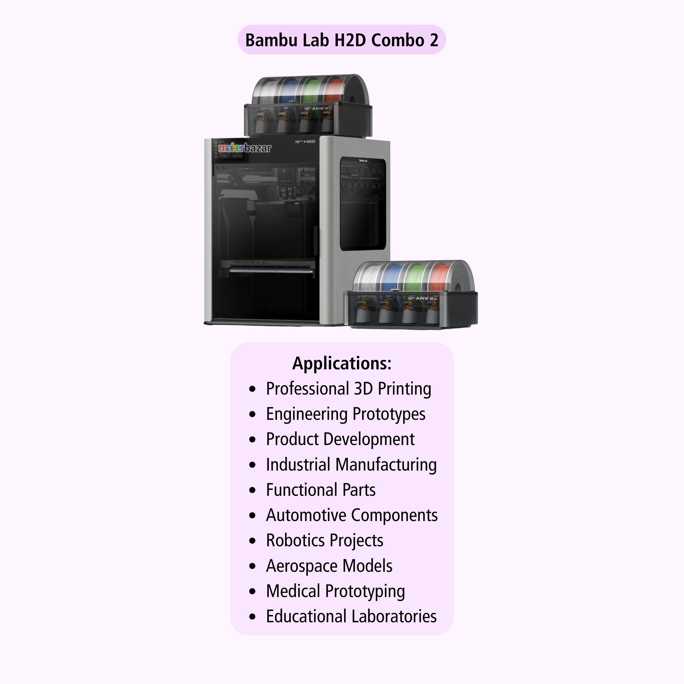 Bambu Lab H2D Combo 2 40W Dual-Nozzle Multi-Material 3D Printer