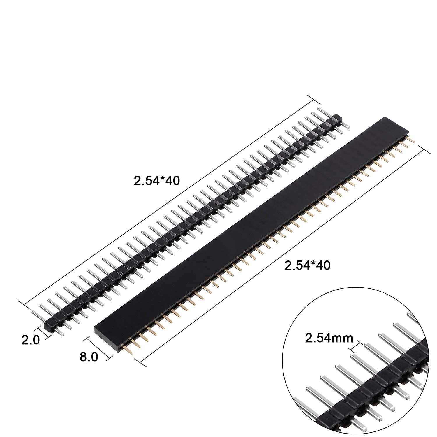 2.54mm 40-Pins Berg Strip Connector Straight