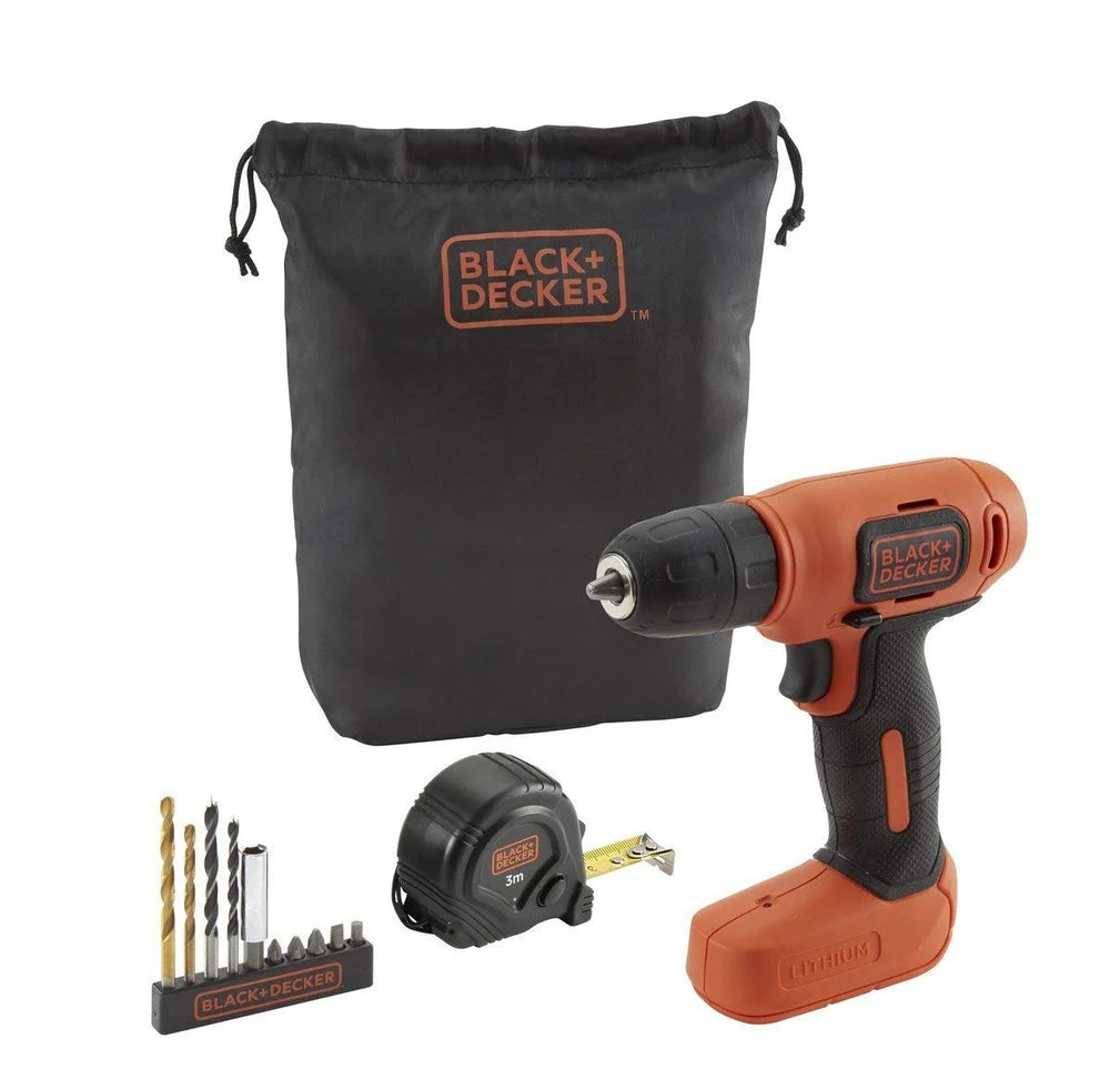 Black & Decker: BDCD8GPA 14 Pieces 7.2V Li-Ion Orange Cordless Drill Kit