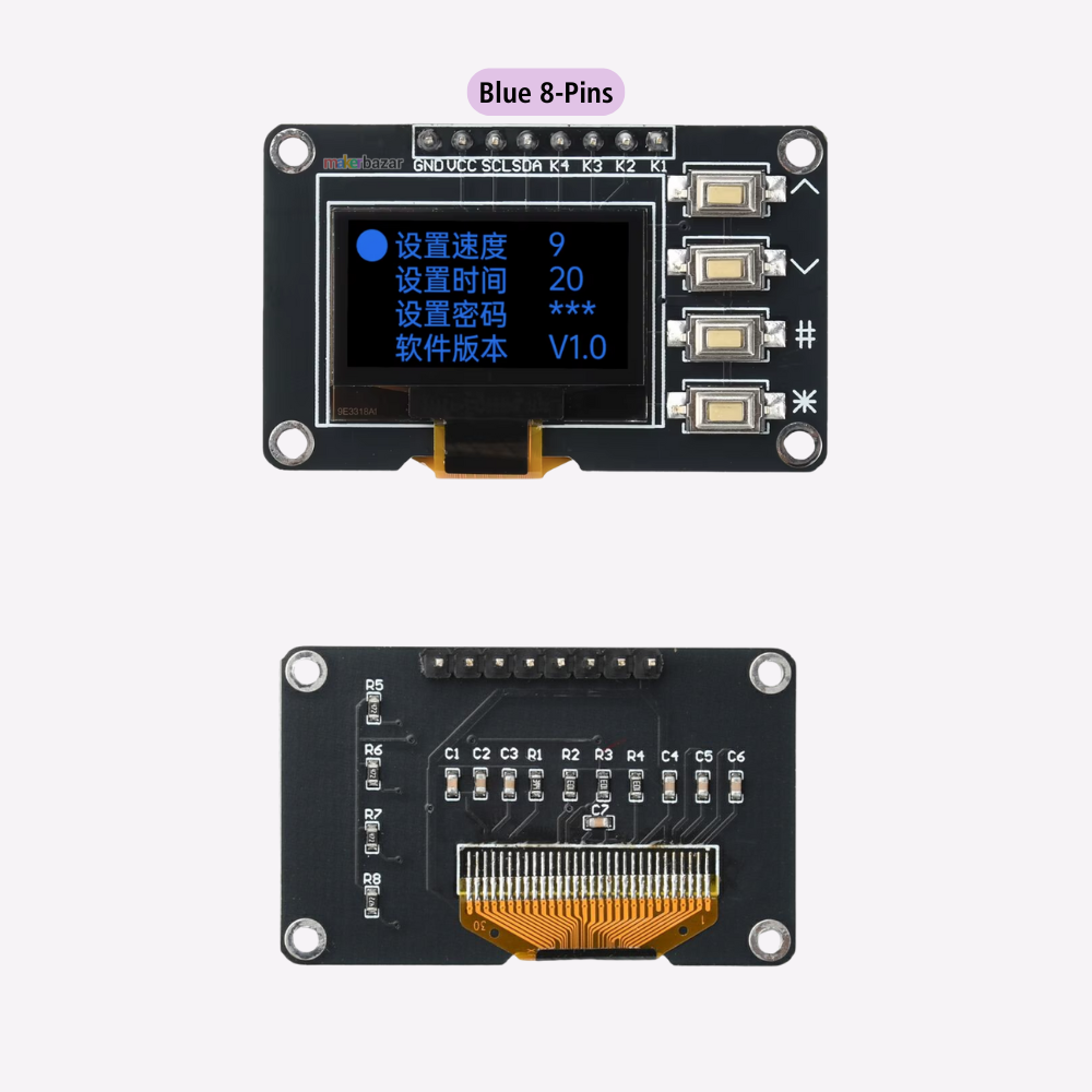 0.96In 12864 SSD1315 OLED I2C Display Module with 4 Buttons