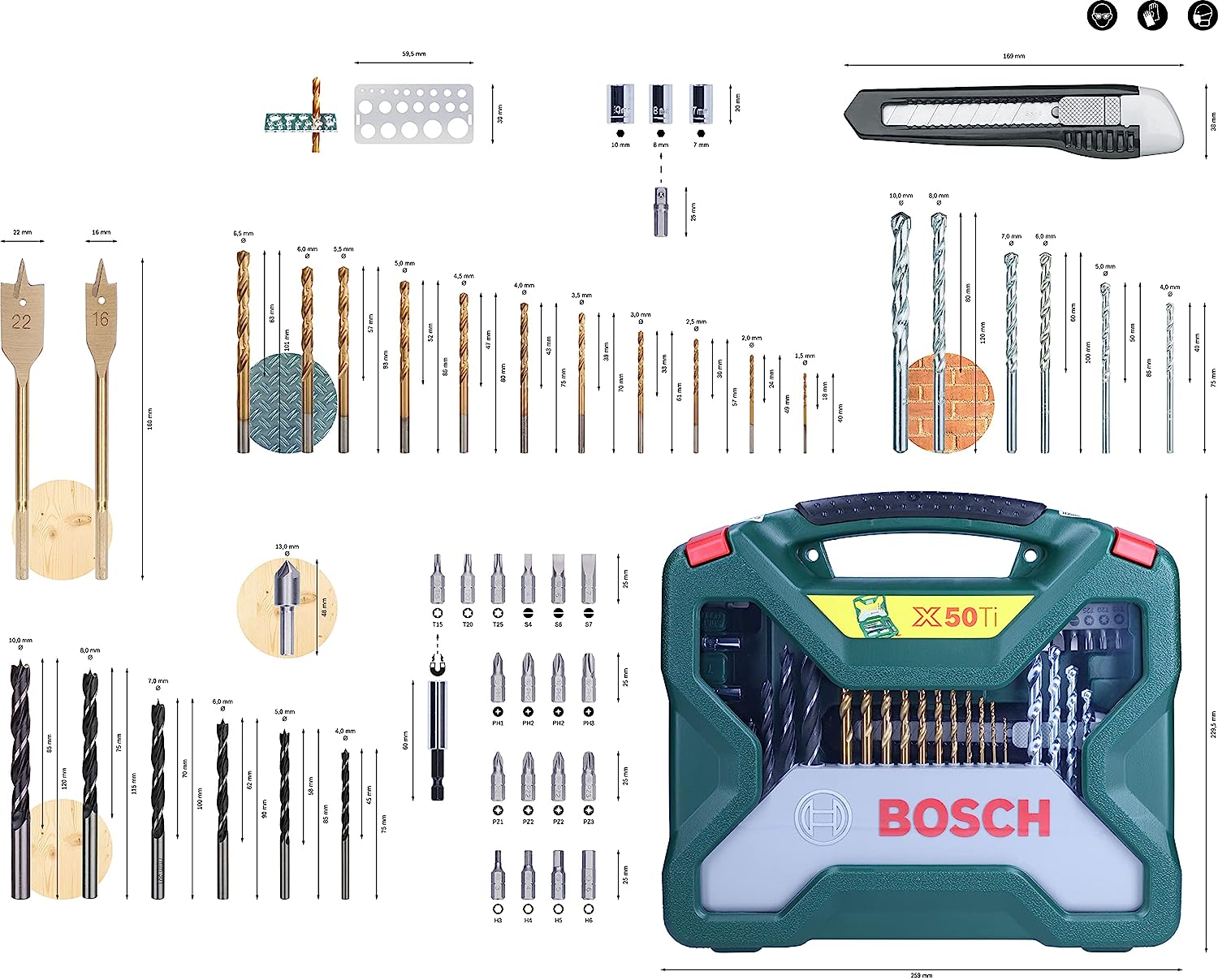 Bosch X50Ti Multipurpose Drill Bit Set (50Pieces)