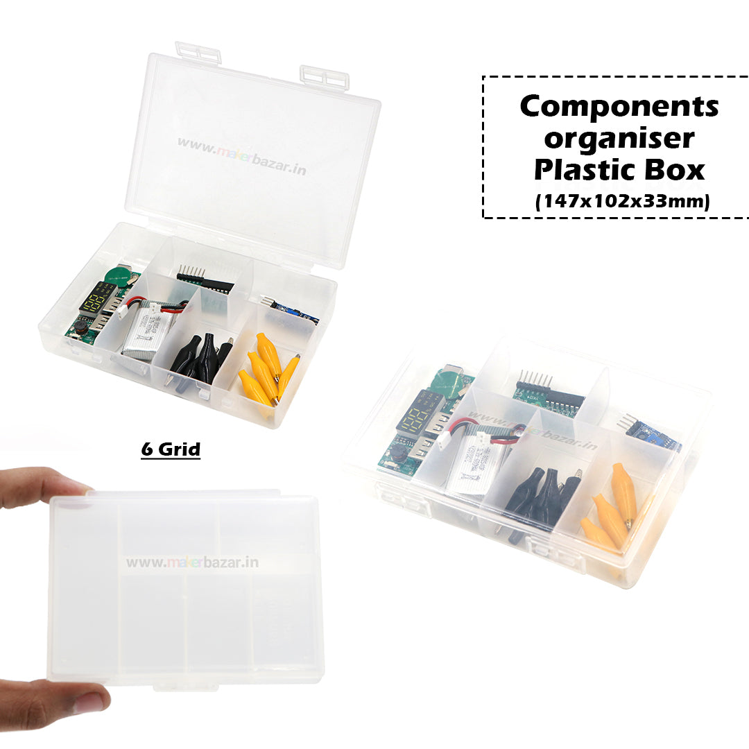 Non-Uniform Fixed Partition Clear Plastic Box Component Organiser